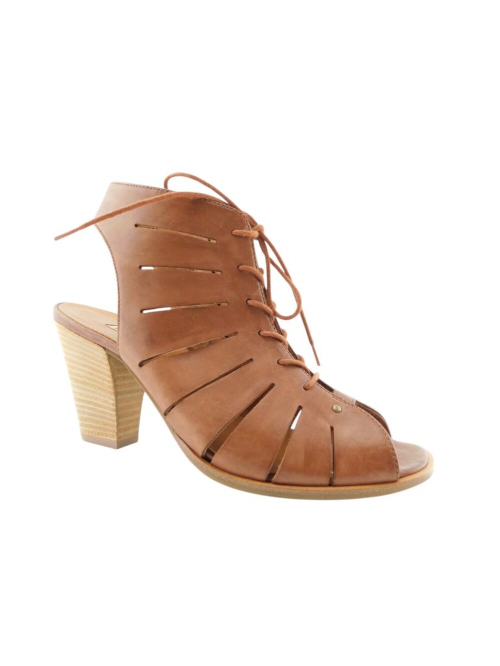 New PAUL GREEN Cognac Brown Leather Caged Heel Bootie Sandals 6 UK / 8.5 US
